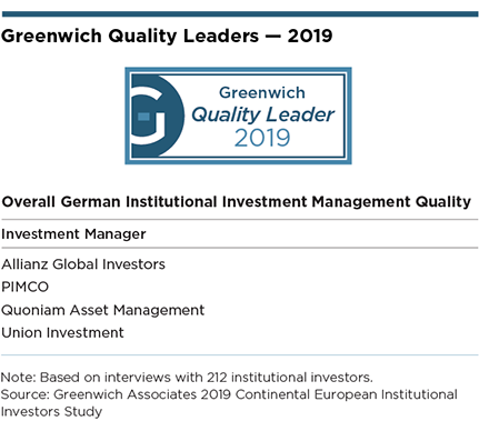 Greenwich Quality Leaders 2019 - Overall German Institutional Investment Management Quality