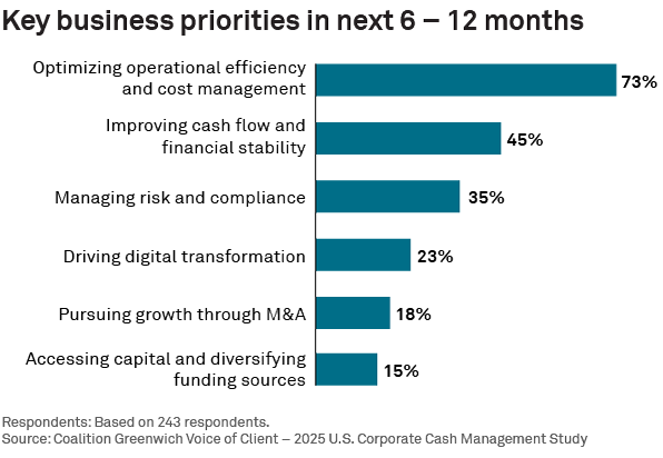 Key business priorities in next 6 - 12 months