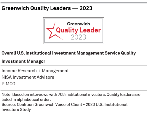 Greenwich Quality Leaders 2023  — Overall U.S. Institutional Investment Management