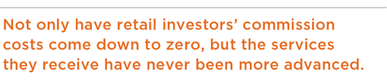 Not only have retail investors' commission costs come down to zero quote
