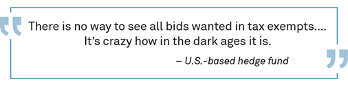 There is no way to see all bids wanted in tax exempts